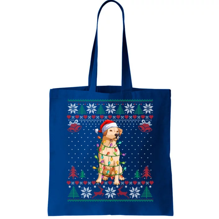 Labrador Retriever Christmas Lights Santa Hat Merry Xmas Gift Tote Bag