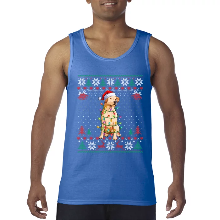 Labrador Retriever Christmas Lights Santa Hat Merry Xmas Gift Tank Top