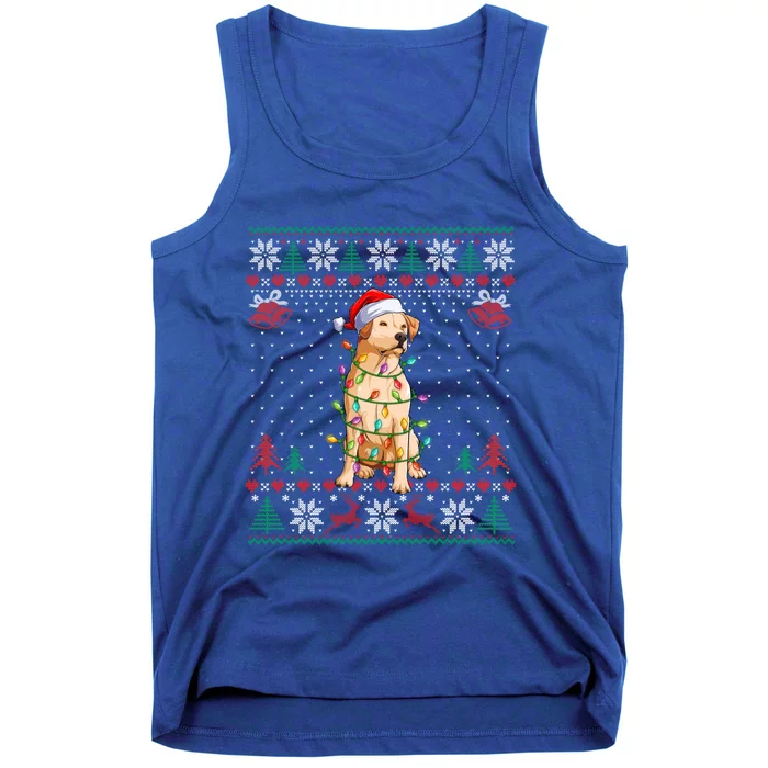 Labrador Retriever Christmas Lights Santa Hat Merry Xmas Gift Tank Top