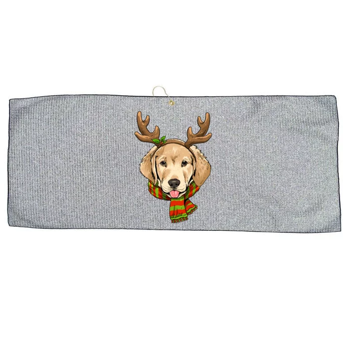 Labrador Retriever Christmas Reindeer Antlers Dog Xmas Gift Large Microfiber Waffle Golf Towel