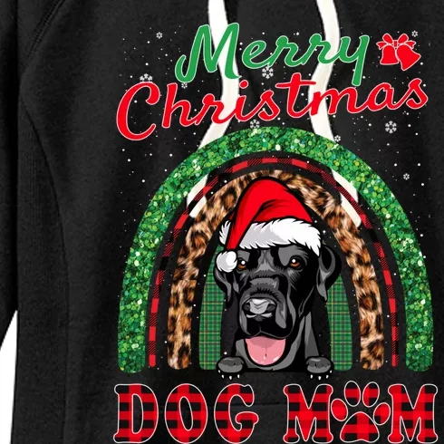 Labrador Retriever Christmas Santa Dog Mom Boho Rainbow Xmas Gift Women's Fleece Hoodie