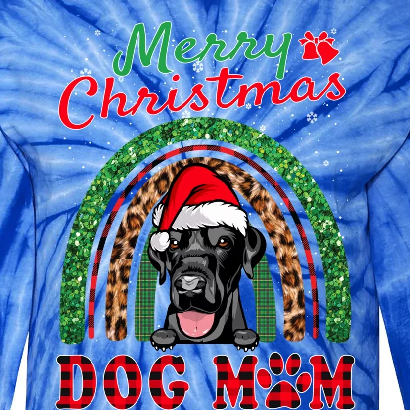 Labrador Retriever Christmas Santa Dog Mom Boho Rainbow Xmas Gift Tie-Dye Long Sleeve Shirt