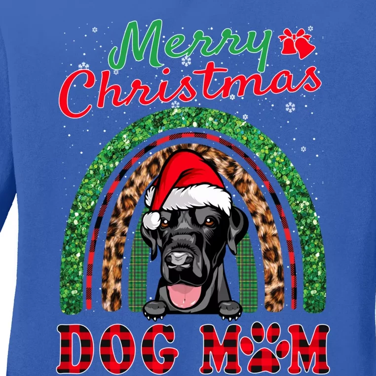 Labrador Retriever Christmas Santa Dog Mom Boho Rainbow Xmas Gift Ladies Long Sleeve Shirt