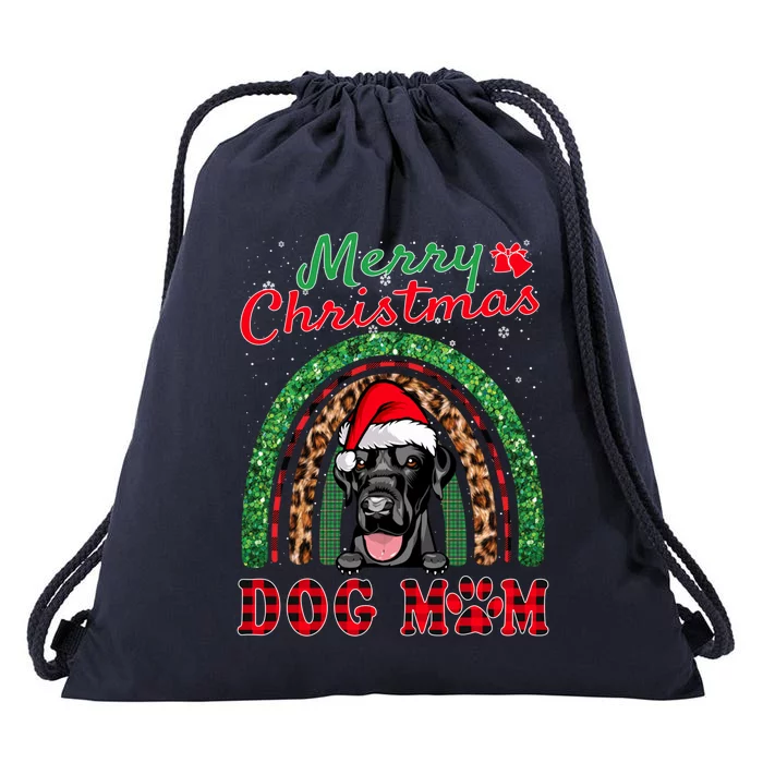 Labrador Retriever Christmas Santa Dog Mom Boho Rainbow Xmas Gift Drawstring Bag