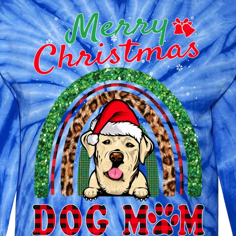 Labrador Retriever Christmas Santa Hat Dog Mom Rainbow Xmas Gift Tie-Dye Long Sleeve Shirt