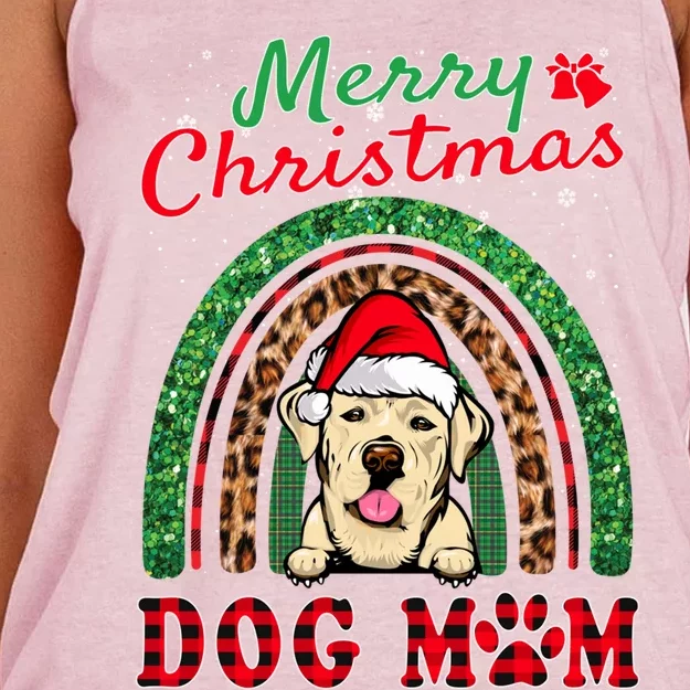 Labrador Retriever Christmas Santa Hat Dog Mom Rainbow Xmas Gift Women's Knotted Racerback Tank