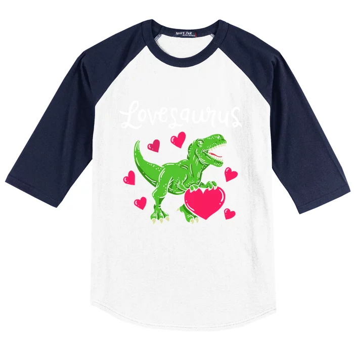 Lovesaurus Rex Cute Valentine's Day Dinosaur Tfunny Giftrex Costume Gift Baseball Sleeve Shirt