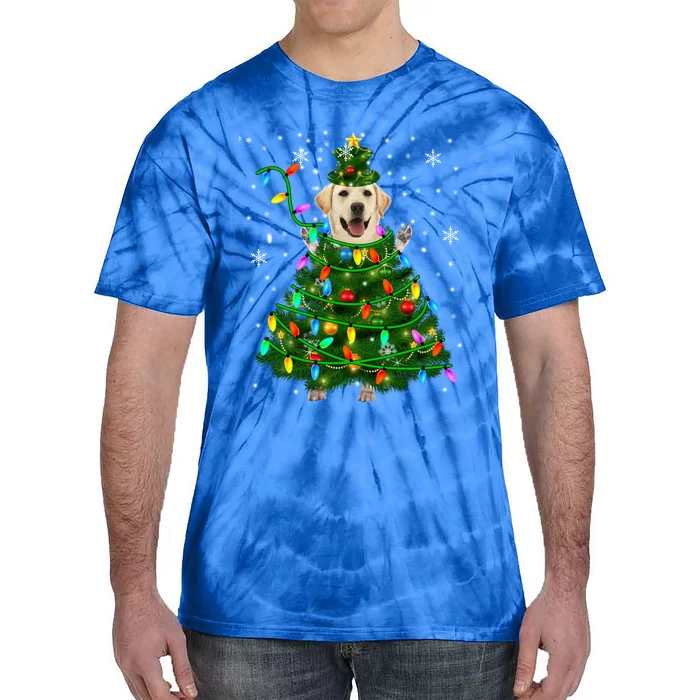 Labrador Retriever Christmas Tree Xmas Lights Dog Lover Gift Tie-Dye T-Shirt