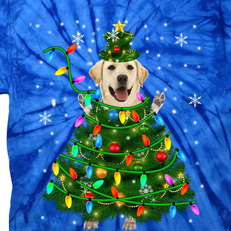 Labrador Retriever Christmas Tree Xmas Lights Dog Lover Gift Tie-Dye T-Shirt