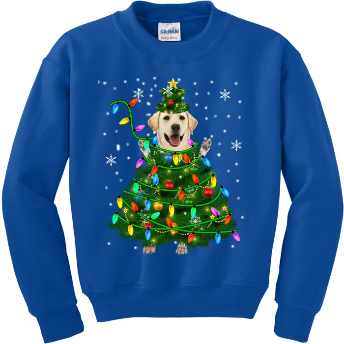 Labrador Retriever Christmas Tree Xmas Lights Dog Lover Gift Kids Sweatshirt