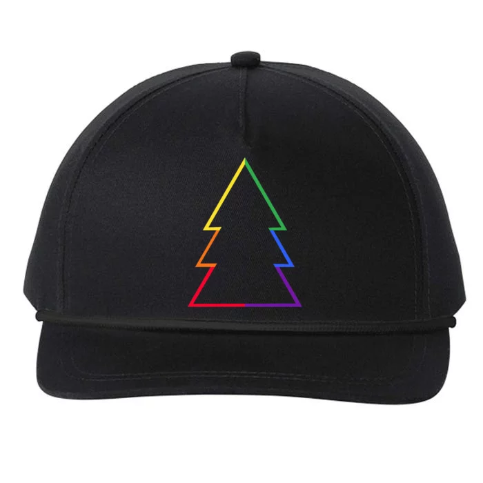 Lgbtq Rainbow Christmas Tree Minimalism Xmas Gay Lesbian Gift Snapback Five-Panel Rope Hat