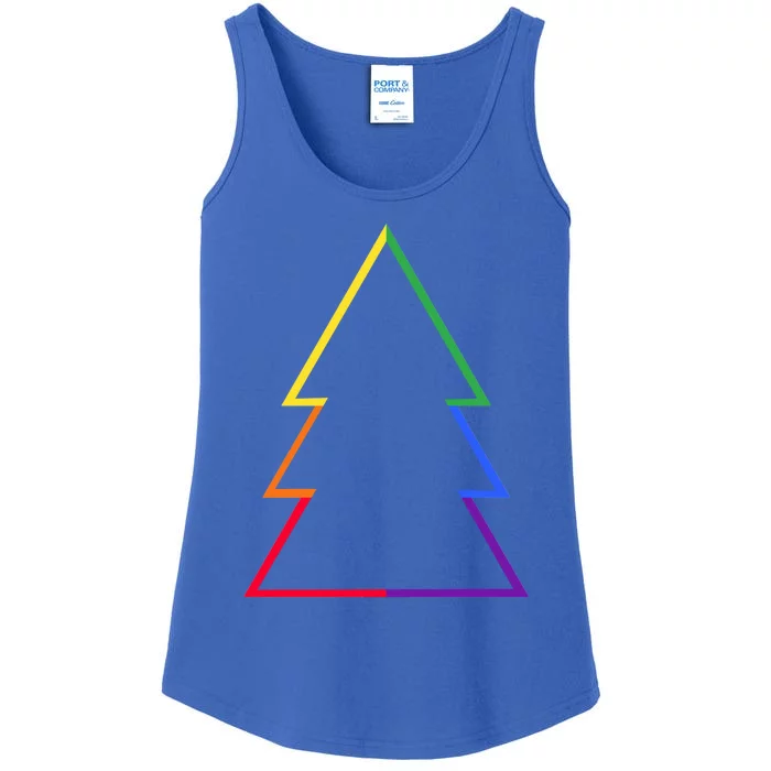 Lgbtq Rainbow Christmas Tree Minimalism Xmas Gay Lesbian Gift Ladies Essential Tank