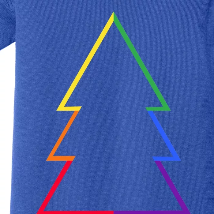 Lgbtq Rainbow Christmas Tree Minimalism Xmas Gay Lesbian Gift Baby Bodysuit