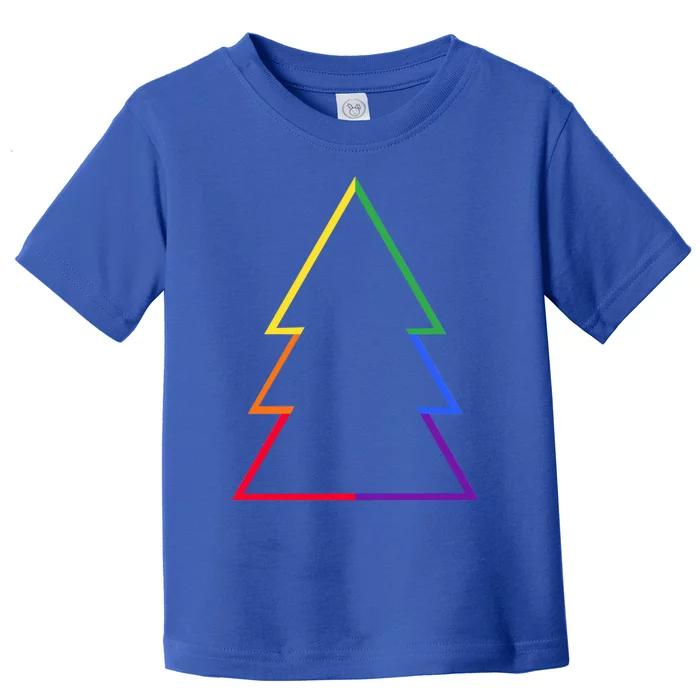 Lgbtq Rainbow Christmas Tree Minimalism Xmas Gay Lesbian Gift Toddler T-Shirt