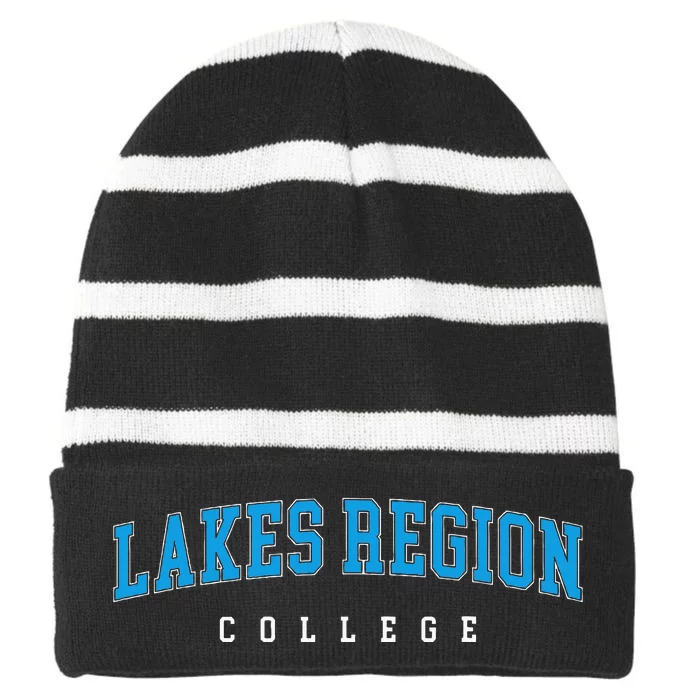 Lakes Region Community College Arch Vintage Striped Beanie with Solid Band