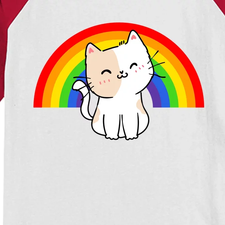 Lgbt Rainbow Cat Lgbt Pride Meaningful Gift Kids Colorblock Raglan Jersey