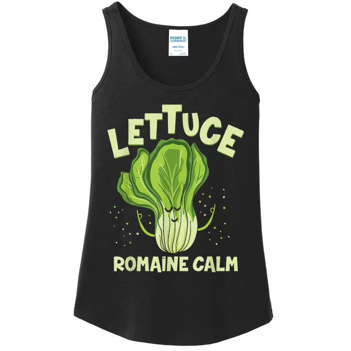 Lettuce Romaine Calm Mindfulness Vegan Yoga Lover Yogi Joke Ladies Essential Tank