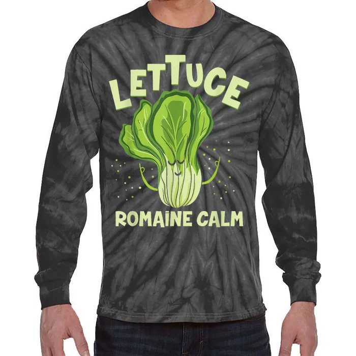 Lettuce Romaine Calm Mindfulness Vegan Yoga Lover Yogi Joke Tie-Dye Long Sleeve Shirt