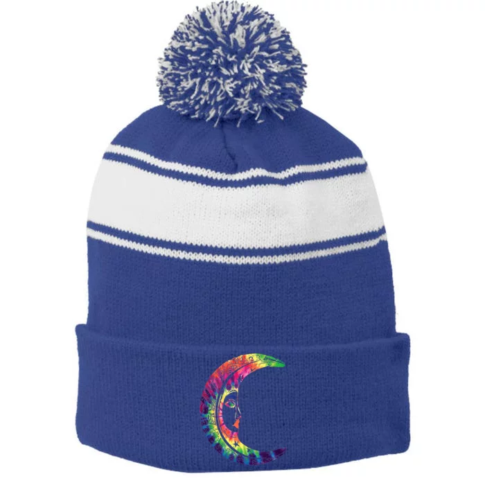 Lgbtq Rainbow Crescent Moon Pride Month Stripe Pom Pom Beanie