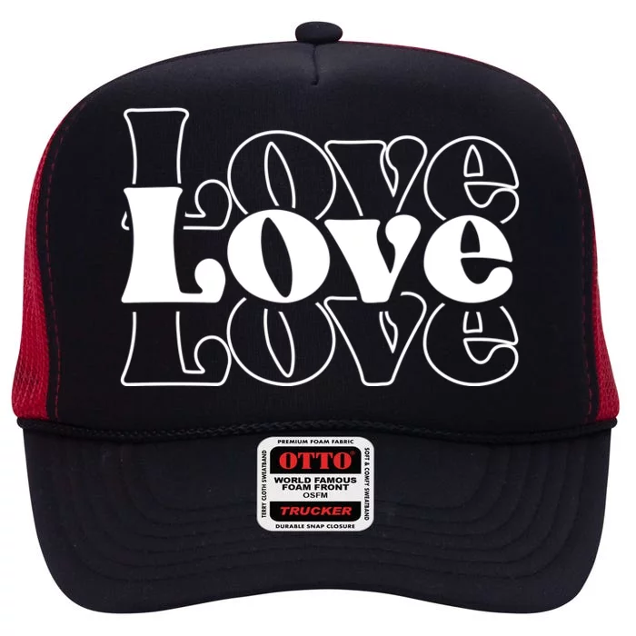 Love Retro Cute Gift High Crown Mesh Trucker Hat