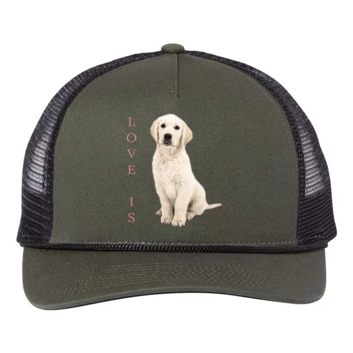 Labrador Retriever Cool Gift White Lab Dog Mom Gift Retro Rope Trucker Hat Cap