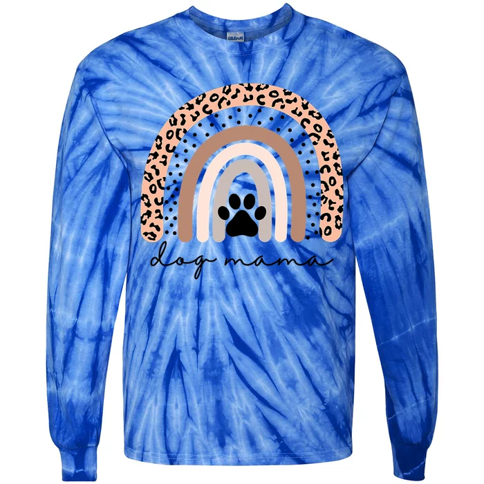 Leopard Rainbow Dog Mama Dog Mom Dog Lovers Gift Tie-Dye Long Sleeve Shirt