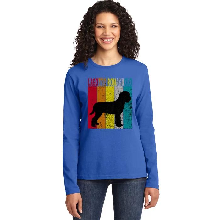 Lagotto Romagnolo Dog Vintage Retro Style Gif Cool Gift Ladies Long Sleeve Shirt