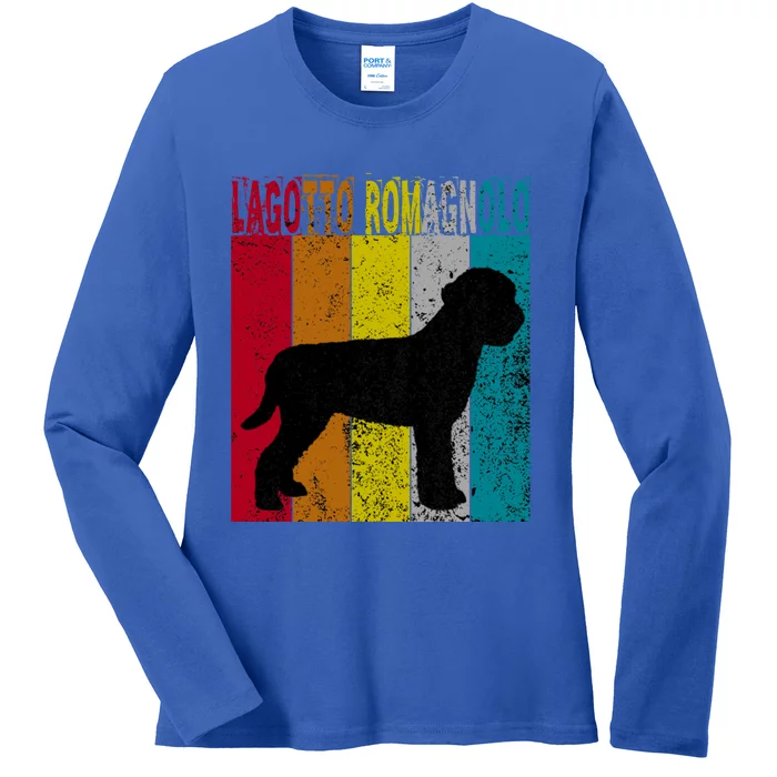 Lagotto Romagnolo Dog Vintage Retro Style Gif Cool Gift Ladies Long Sleeve Shirt