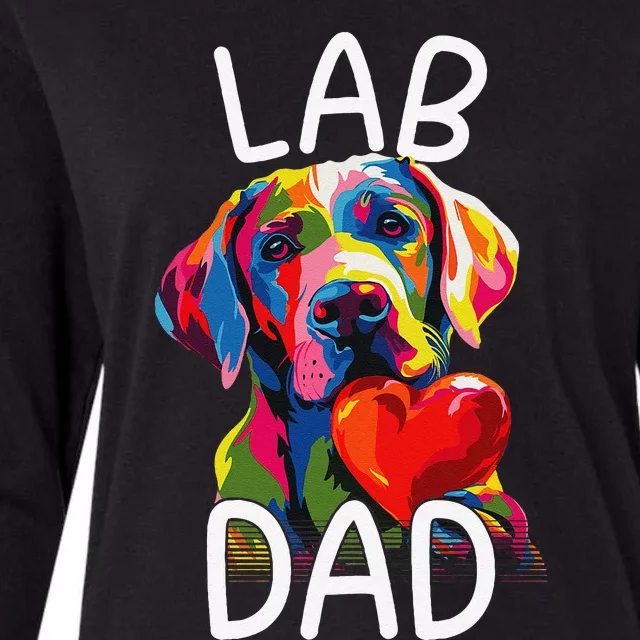 Labrador Retriever Dad Design Pop Art Lab Retriever Womens Cotton Relaxed Long Sleeve T-Shirt