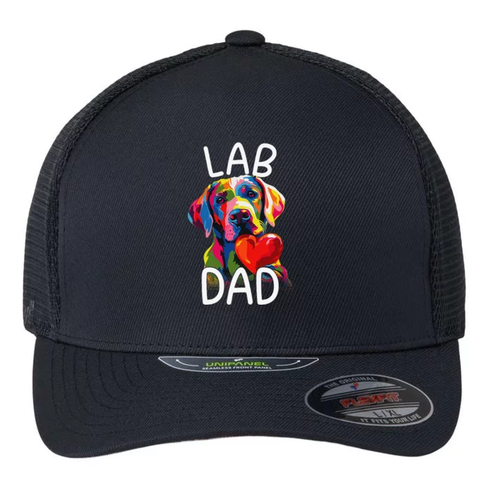 Labrador Retriever Dad Design Pop Art Lab Retriever Flexfit Unipanel Trucker Cap