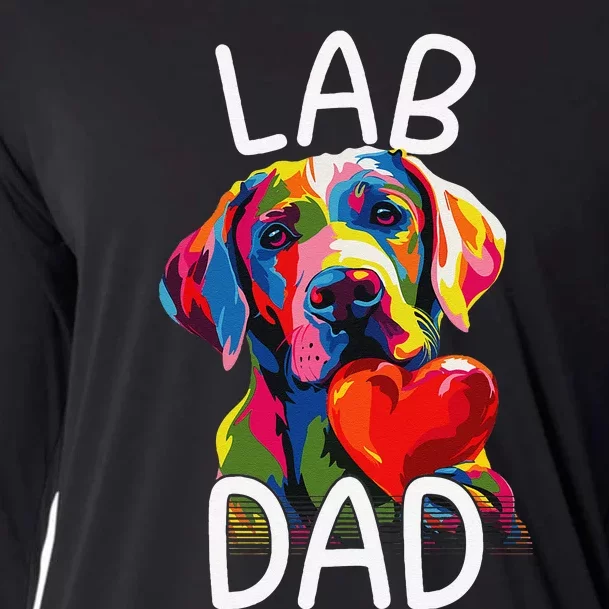 Labrador Retriever Dad Design Pop Art Lab Retriever Cooling Performance Long Sleeve Crew