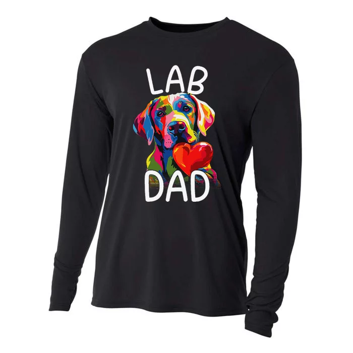 Labrador Retriever Dad Design Pop Art Lab Retriever Cooling Performance Long Sleeve Crew