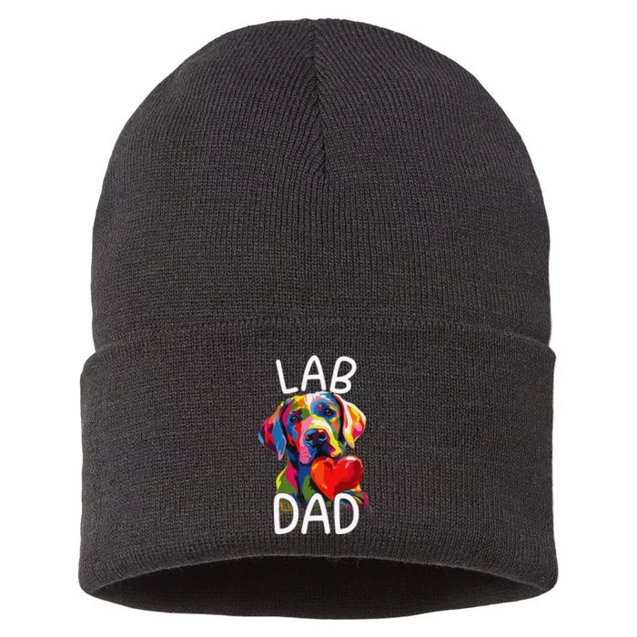 Labrador Retriever Dad Design Pop Art Lab Retriever Sustainable Knit Beanie