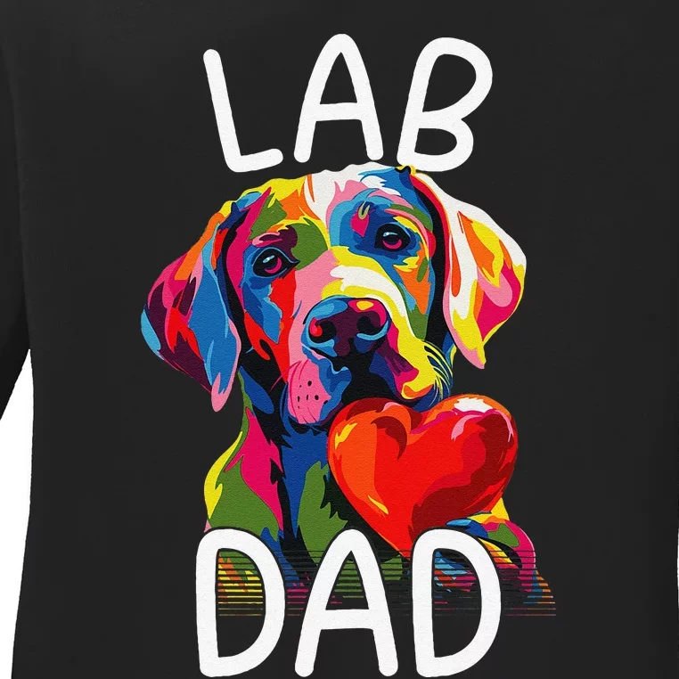 Labrador Retriever Dad Design Pop Art Lab Retriever Ladies Long Sleeve Shirt