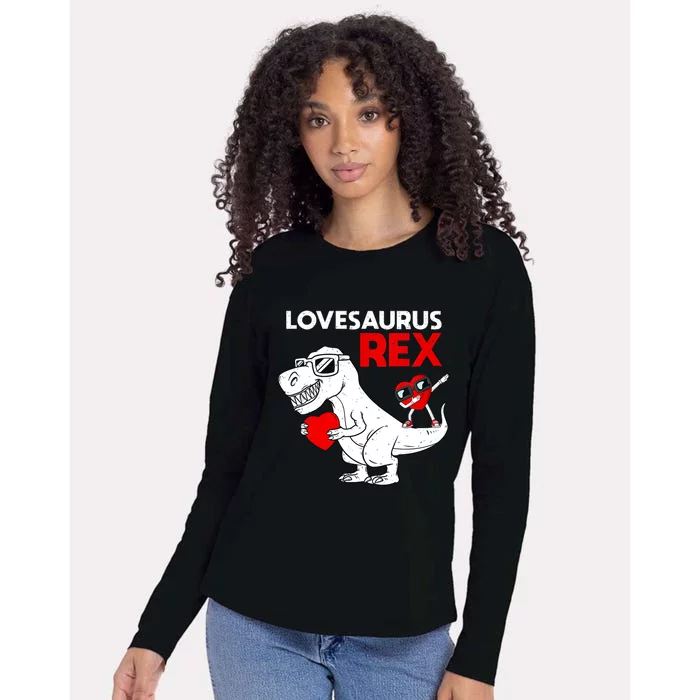 Lovesaurus Rex Dab Heart Dino Valentines Day Gift Womens Cotton Relaxed Long Sleeve T-Shirt