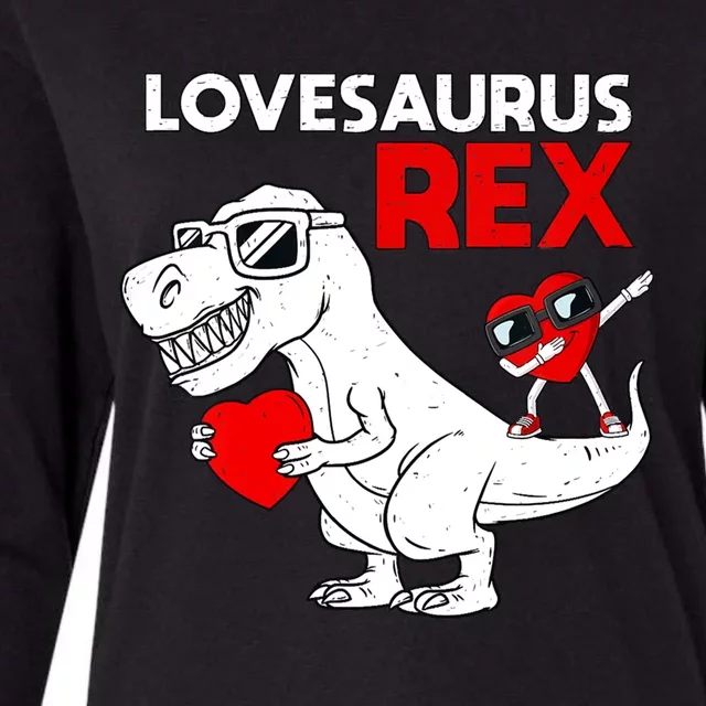 Lovesaurus Rex Dab Heart Dino Valentines Day Gift Womens Cotton Relaxed Long Sleeve T-Shirt