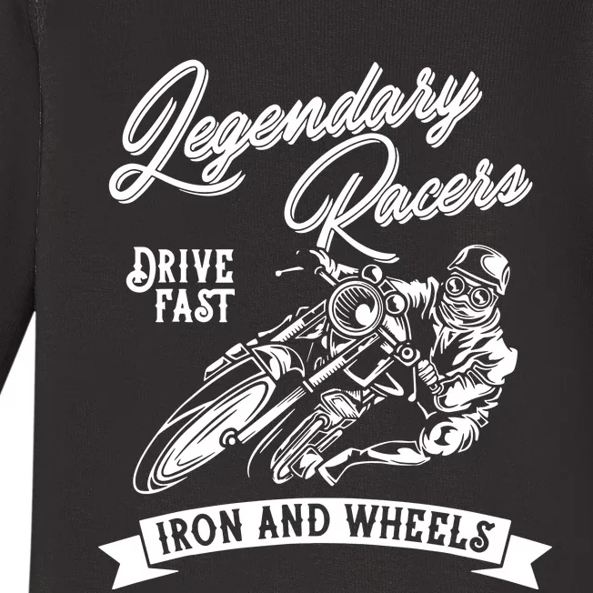 Legendary Racers Drive Iron Wheels Motorcycle Baby Long Sleeve Bodysuit