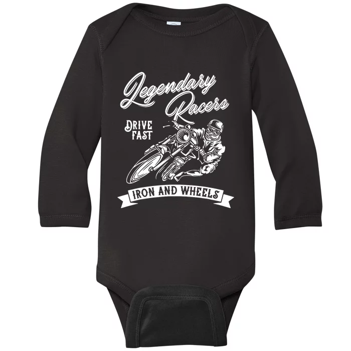 Legendary Racers Drive Iron Wheels Motorcycle Baby Long Sleeve Bodysuit