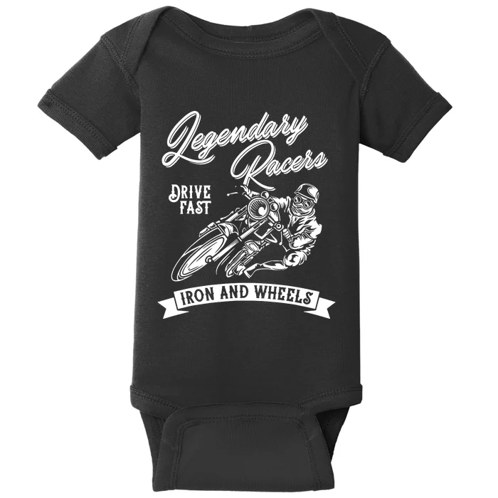 Legendary Racers Drive Iron Wheels Motorcycle Baby Bodysuit