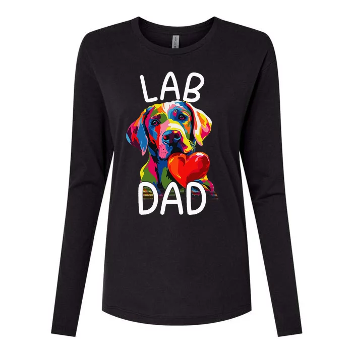 Labrador Retriever Dad Design Pop Art Lab Retriever Womens Cotton Relaxed Long Sleeve T-Shirt