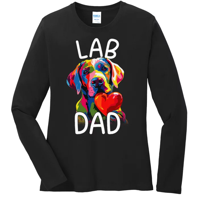 Labrador Retriever Dad Design Pop Art Lab Retriever Ladies Long Sleeve Shirt