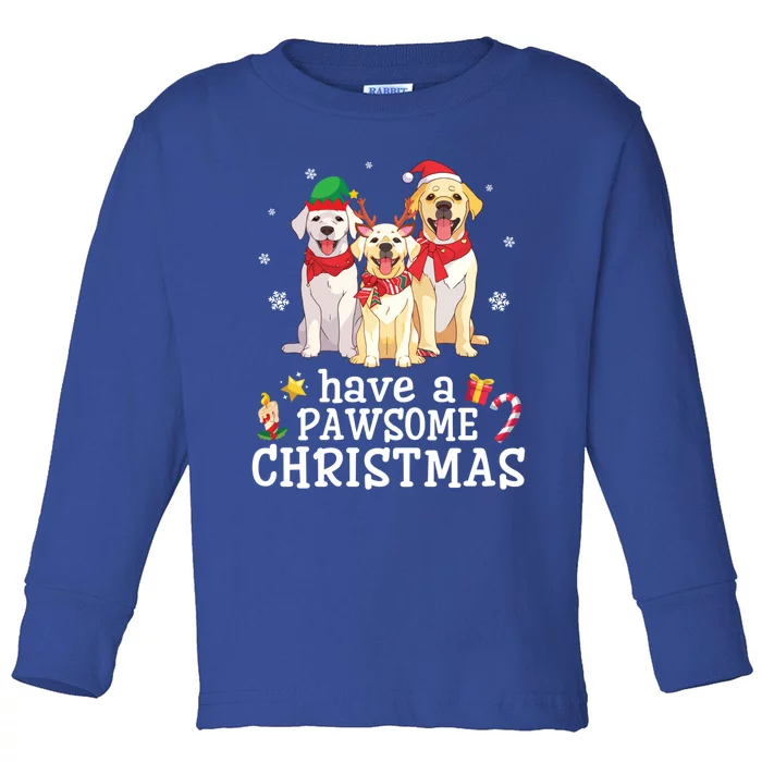 Labrador Retriever Dogs Merry Day Have A Pawsome Christmas Gift Toddler Long Sleeve Shirt