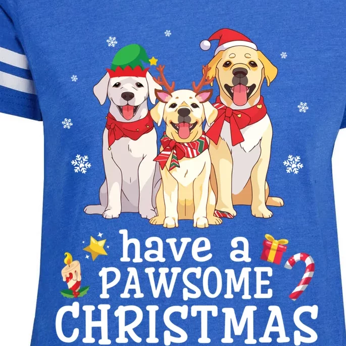 Labrador Retriever Dogs Merry Day Have A Pawsome Christmas Gift Enza Ladies Jersey Football T-Shirt