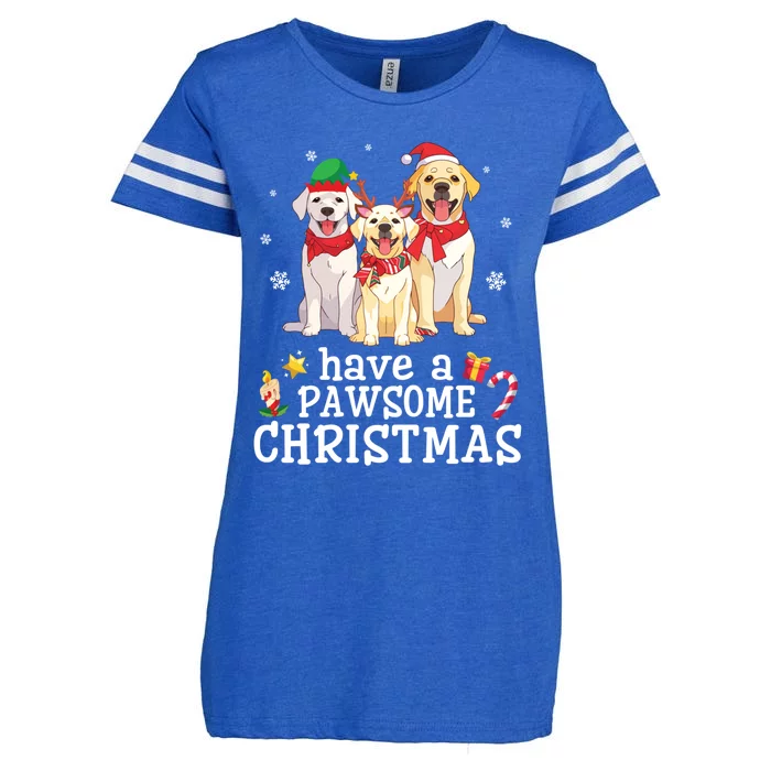 Labrador Retriever Dogs Merry Day Have A Pawsome Christmas Gift Enza Ladies Jersey Football T-Shirt