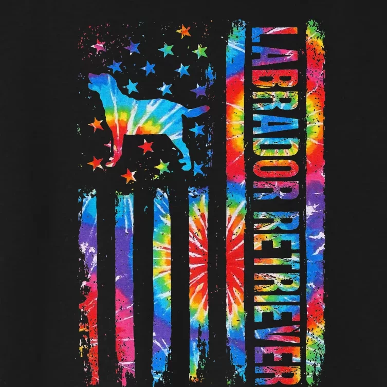 Labrador Retriever Dog Tie Dye American Flag Print Gifts Women's Crop Top Tee