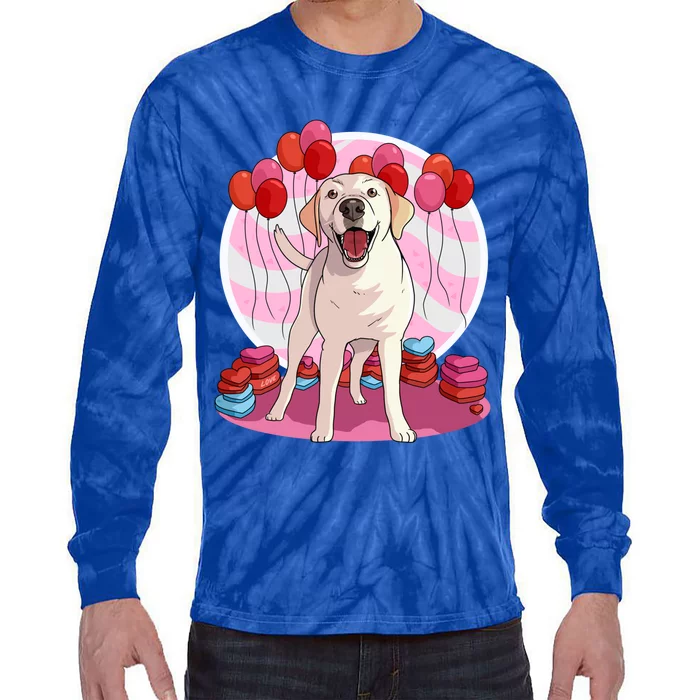 Labrador Retriever Dog Lover Heart Valentine Day Gift Tie-Dye Long Sleeve Shirt