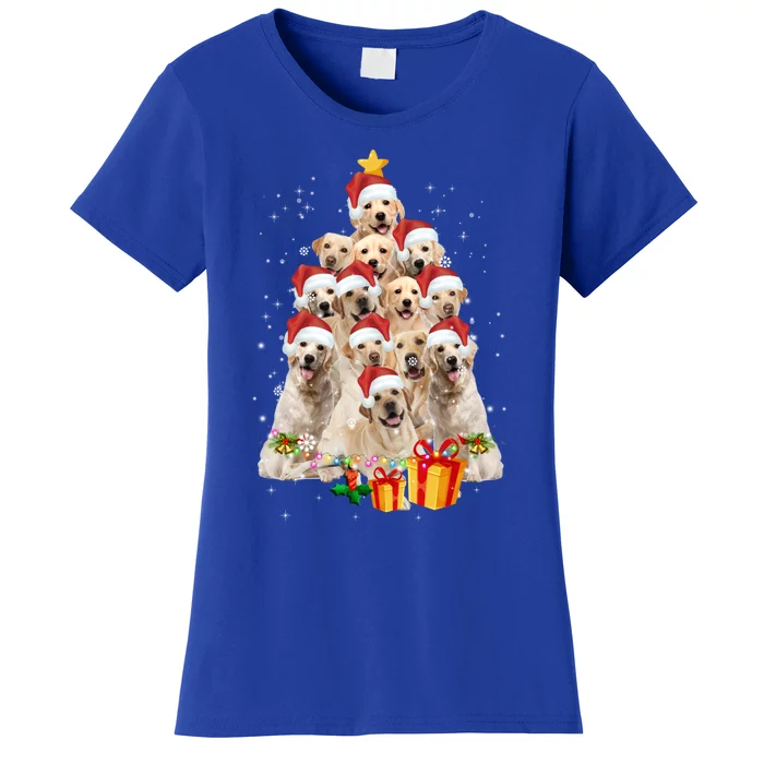 Labrador Retriever Dog Christmas Tree Lights Santa Hat Xmas Gift Women's T-Shirt