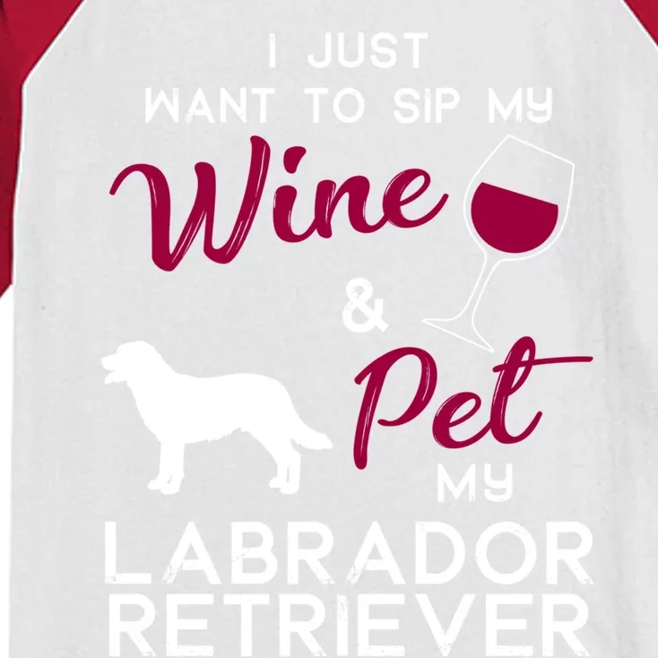 Labrador Retriever Dog Wine Lover Owner Xmas Birthday Gift Funny Gift Kids Colorblock Raglan Jersey