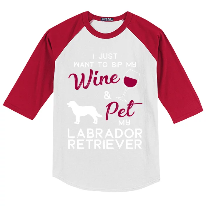 Labrador Retriever Dog Wine Lover Owner Xmas Birthday Gift Funny Gift Kids Colorblock Raglan Jersey