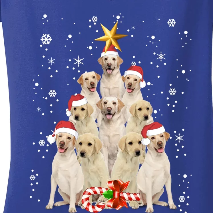 Labrador Retriever Dogs Tree Christmas Sweater Xmas Pet Dogs Gift Women's V-Neck T-Shirt